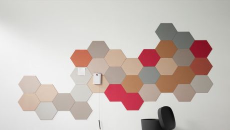 Photo of Krommenie bulletin board material cut to hexagons